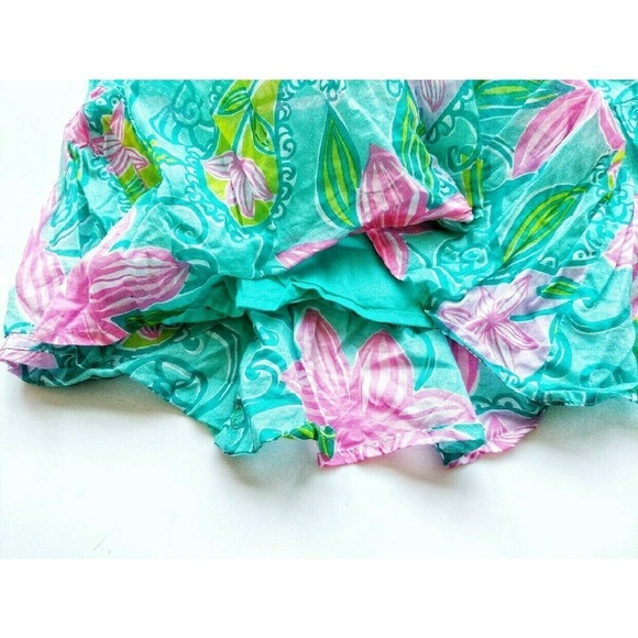 Lilly Pulitzer XS Cotton Twirl Floral Teal Skirt - Picture 4 of 4